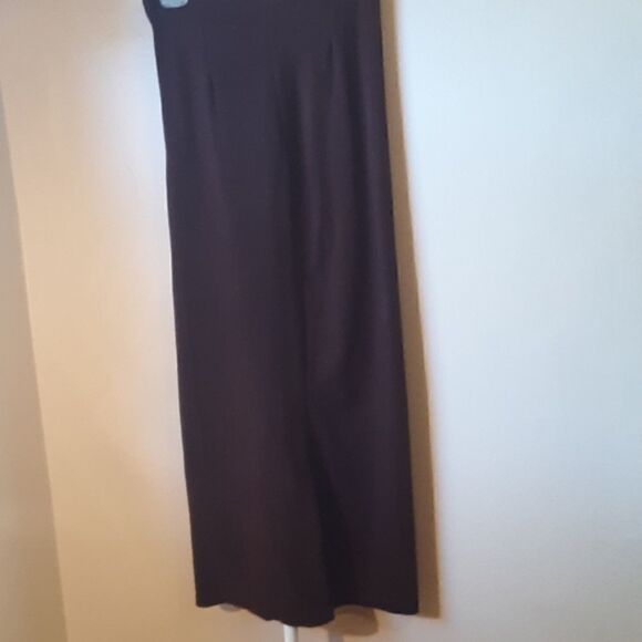VINTAGE 70'S DARK BROWN FAUX SUEDE MAXI SKIRT M - Picture 1 of 6